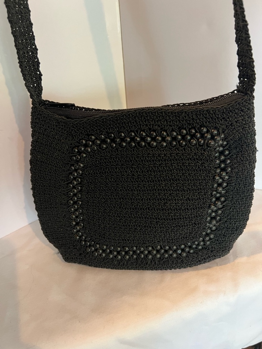 Kathie Lee Collection Black Beaded Crochet Crossbody Bag - Picture 3 of 6